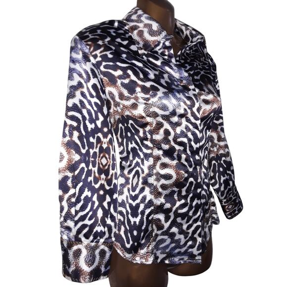 Just Cavalli Italy 44 Leopard Animal Print 3/4 Length Sleeve Blouse - Picture 5 of 9